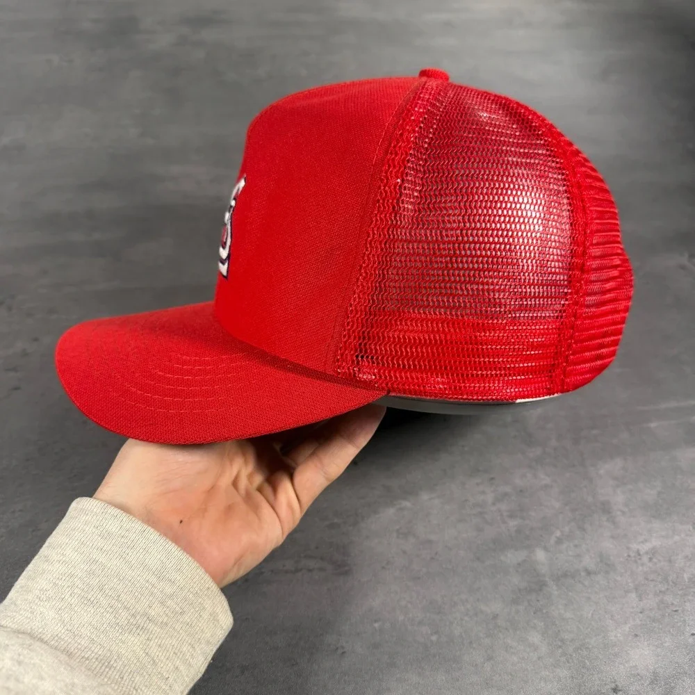 Vintage 80s St. Louis Cardinals Snapback  Trucker Hat Mens M/L Red Mesh Cap STL‎